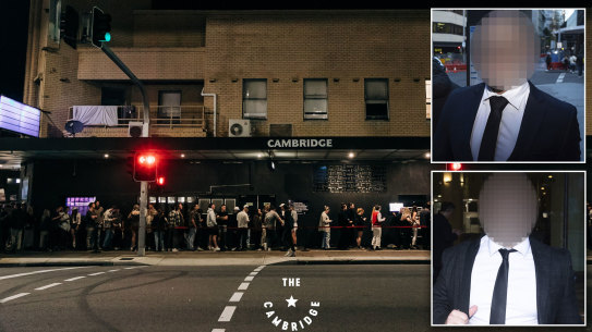 Two of the three men on trial in Downing Centre District Court accused of gang rape on a buck’s weekend in Newcastle after a night out at the Cambridge Hotel. 