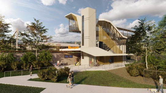 Four Brisbane suburban rail stations will be temporarily closed for 10 months from January 2024 to let $370 million in disability upgrades proceed for the 2032 Games. The train stations are Banyo, Lindum, Morningside and Buranda. This image shows the future Morningside station.