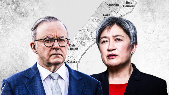Under pressure on Hamas-Israel: Anthony Albanese and Penny Wong.
