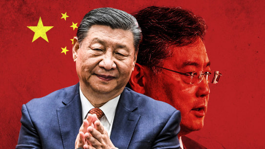 Chinese President Xi Jinping and disappeared ex-foreign minister Qin Gang, who has not been seen in public since June 2023.