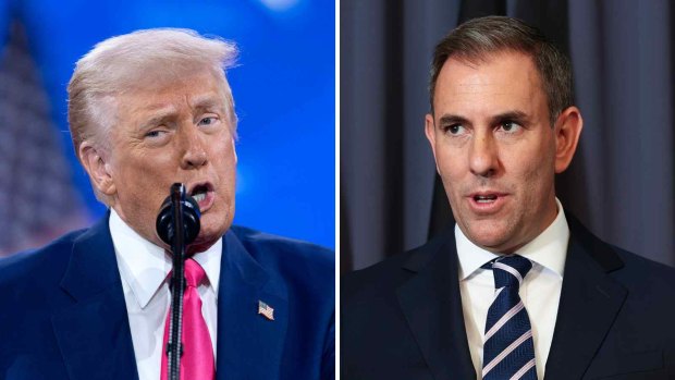 US President Donald Trump and Australian Treasurer Jim Chalmers, who is in the US for talks.