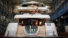 Aussie John Symond's superyacht, Hasna at Feadship's yard in Kaag, the Netherlands