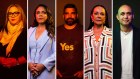 Megan Davis, Jacinta Nampijinpa Price, Dean Parkin, Linda Burney and Thomas Mayo.
