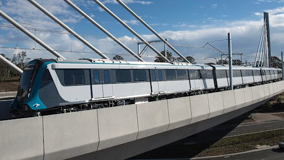 The metro line includes a 4.5-kilometre viaduct and cable-stayed bridge.