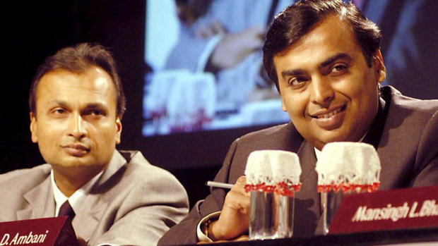 The fortunes of Anil Ambani (left) and brother Mukesh have gone in different directions.