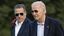 Hunter Biden, left, with his father, then-US President Joe Biden, in 2023.