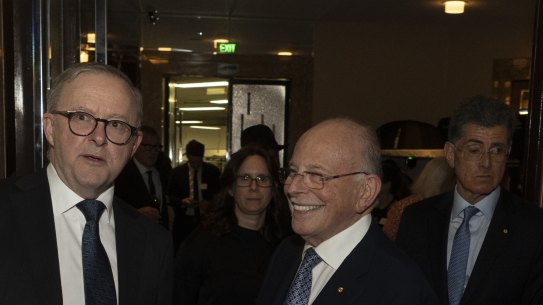 PM Anthony Albanese and Mark Leibler on Monday night.