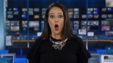 Natasha Exelby during her on-air gaffe in 2017 on ABC.