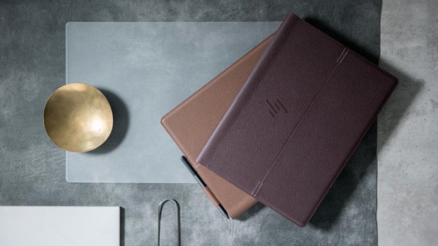 The HP Spectre Folio is covered in leather.