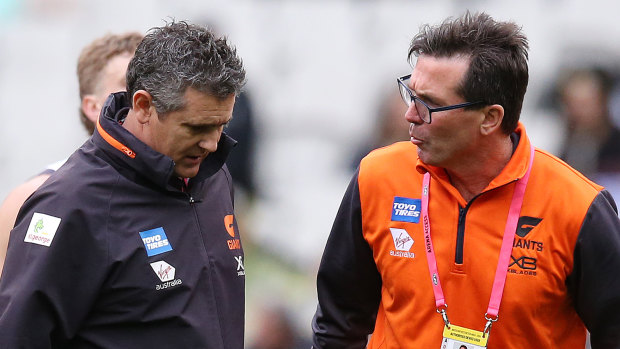 Friday night's shocking defeat to Hawthorn has put GWS Giants coach Leon Cameron and head of football Wayne Campbell in the gun.