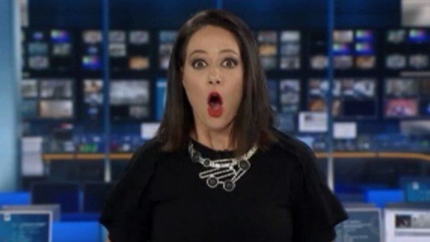 Natasha Exelby during her on-air gaffe in 2017 on ABC.