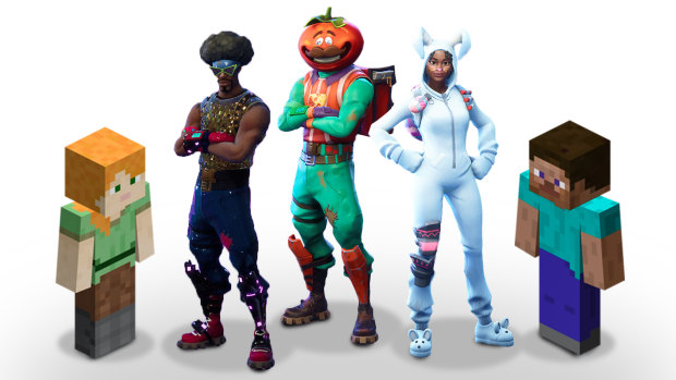 Characters from the popular games Fortnite and Minecraft, which use micro-transactions to allow players to buy items in-game. 