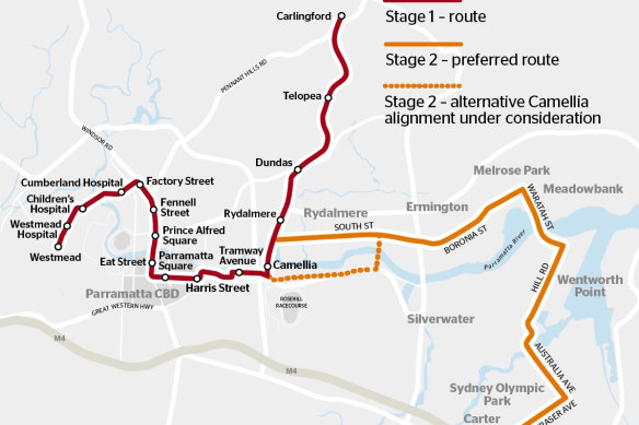 Parramatta Light Rail
Routes for stages 1 and 2