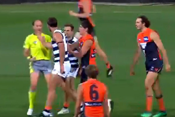 Tom Hawkins missed a week for this incident.