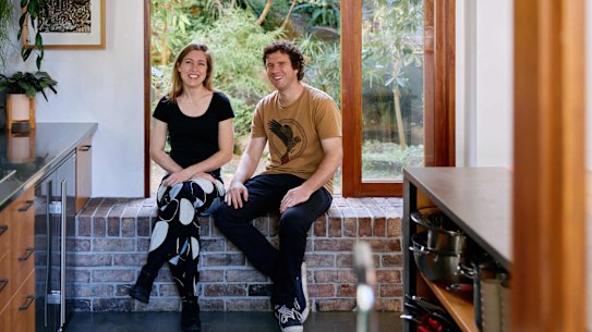 Architects Lara Nobel and Andrew Carter in their 78-square metre granny flat.