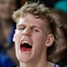 Rocco Zikarsky celebrates with the Bullets.