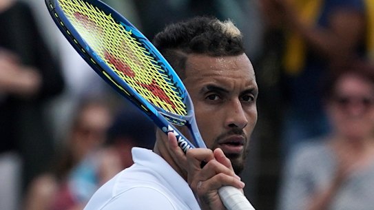 Kyrgios was in action at Kooyong on Thursday.