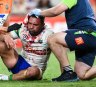 Players who suffered a concussion in the last NRL season: (Clockwise from top left) James Tedesco, Alex Johnston, Kalyn Ponga and Jordan Rapana.