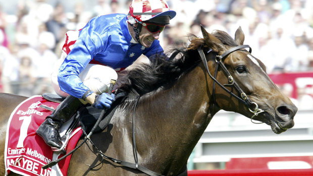 Weight of history:  Makybe Diva lumps 58kg to her third Melbourne Cup in 2005.