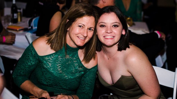 Natalie Joyce and Caroline Joyce, daughter of Barnaby Joyce, at the White Elephant Ball in Tamworth on October 6.