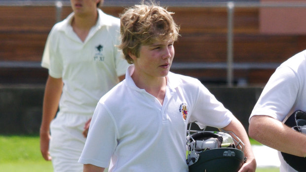 Will Pucovski at the age of 13, on debut for the Brighton Grammar First XI.