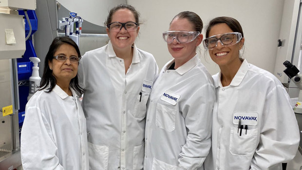 Nita Patel, left, leads an all-female team working on the Novavax vaccine.