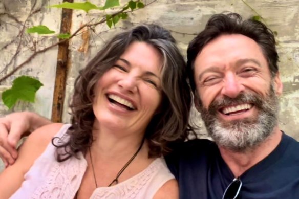 With long-time friend Hugh Jackman, who visited Chick in Germany as she began work on her memoir. The pair first met in a university cafeteria.