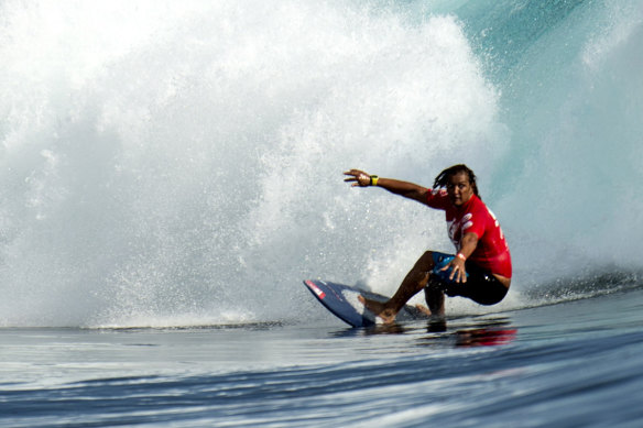 Longtime Bali expatriate Gunther Kitzler, originally from Bondi, at the Quiksilver Uluwatu Challenge off Bali in 2014.