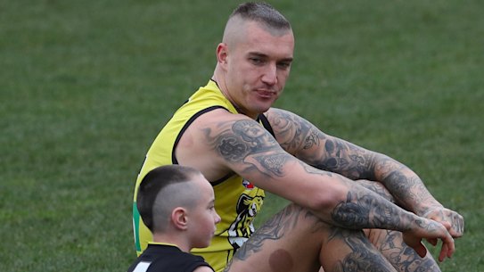 Ryder,8, with Richmond's star player Dustin Martin.