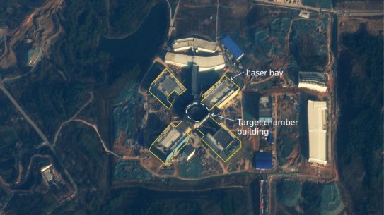 This satellite picture shows a laser ignited fusion research centre located in Mianyang, China. Image courtesy Planet Labs.