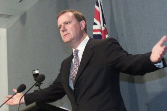 Then-federal treasurer Peter Costello in 2002, when the “baby bonus” was introduced.