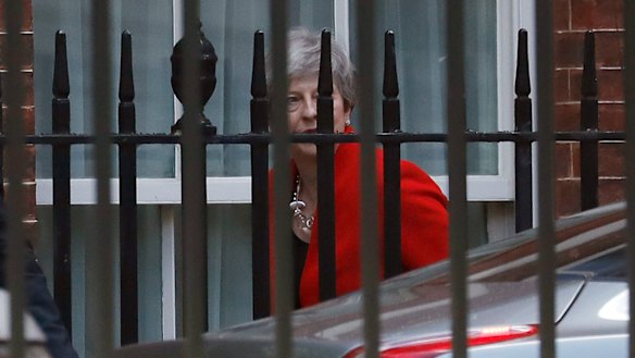Theresa May leaves Downing Street after announcing her resignation.