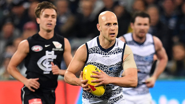Gary Ablett in his return match at Geelong playing for the Cats.