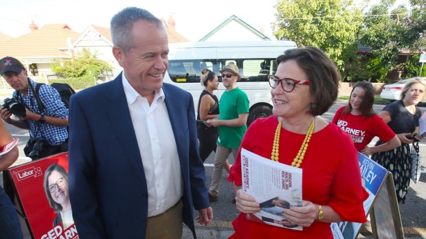 Opposition Leader Bill Shorten with Labor MP Ged Kearney during the Batman byelection.