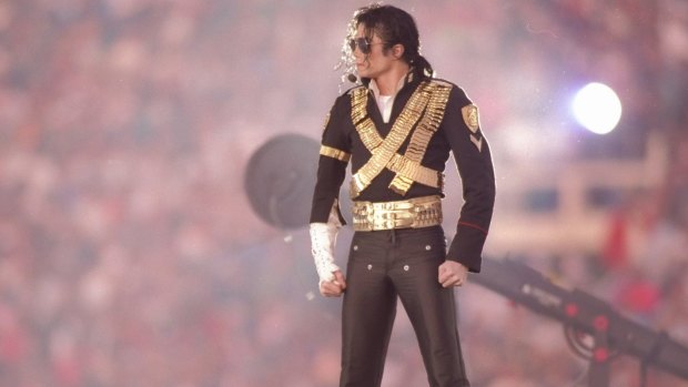 Michael Jackson performs during halftime at the 1993 Super Bowl.