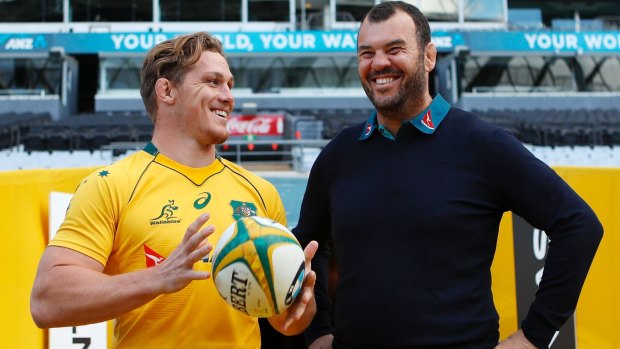 Pow-wow: Michael Cheika hauled in his 18 most senior Wallabies for a catch-up before the June series against Ireland. 