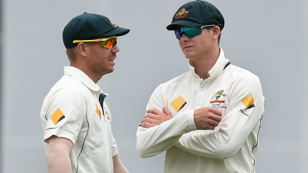 Together again: David Warner and Steve Smith were banned for 12 months for their roles in the ball-tampering scandal in South Africa.