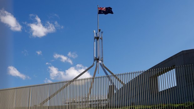 The new security fence at Parliament House.