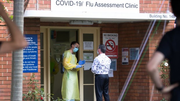 The coronavirus testing clinic at Prince of Wales Hospital in Randwick.