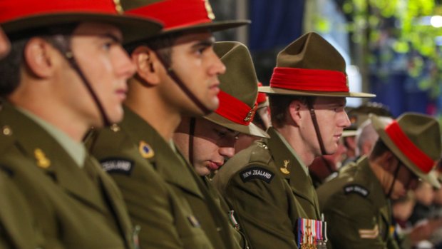 New Zealand servicemen at the Anzac Day dawn service in Sydney's Martin Place.