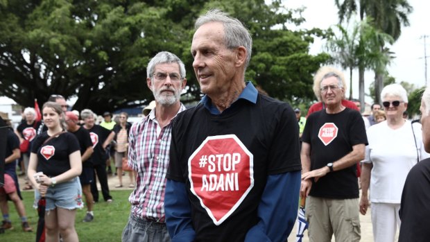 Former Greens Leader Bob Brown at a Stop Adani rally at Mackay , Queensland, last month. 