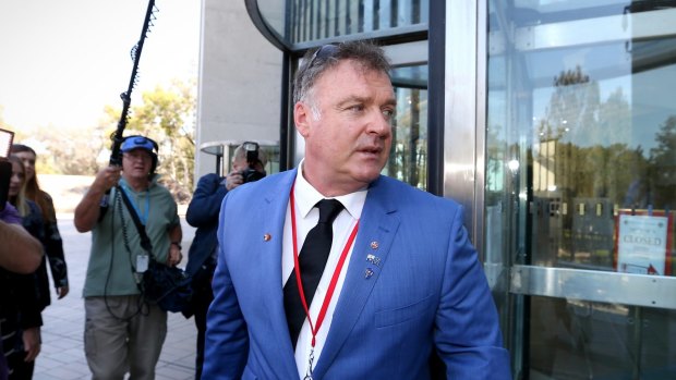 Former senator Rod Culleton at the High Court of Australia during the 2016 hearing that led to his disqualification.