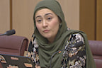Senator Fatima Payman during a Senate estimates hearing at Parliament House.