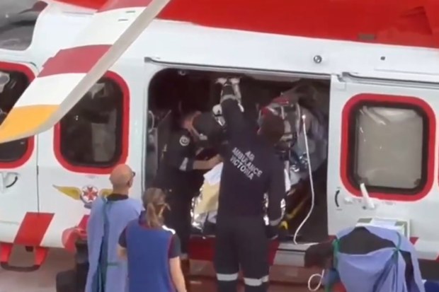 An elderly man and woman have been airlifted to Melbourne after an axe attack at a home in the Gippsland town of Tyers.