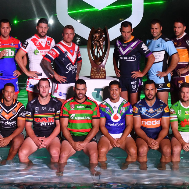 Relaunch: The captains from the 16 NRL teams gather to officially mark a new season.