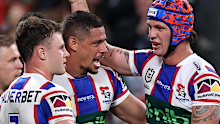 Sandon Smith, Dane Gagai, and Kalyn Ponga during the Knights’ finals campaign.