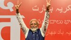 Narendra Modi, India’s prime minister, at the Bhartiya Janata Party (BJP) headquarters during election results night on June 4, 