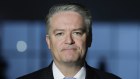 Minister for Finance Mathias Cormann addresses the media during a doorstop interview at Parliament House in Canberra on  Wednesday 10 June 2020. fedpol Photo: Alex Ellinghausen