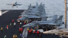 An aircraft launching from the USS Harry S. Truman in the Red Sea before airstrikes in Yemen.