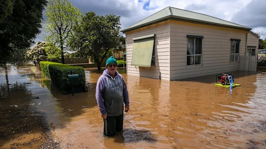 Brian Mulcahy at his home in Rochester, which was inundated by floodwaters on Friday.
